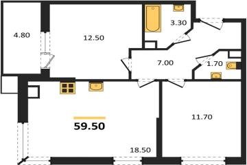 Фото №1: 2-комнатная квартира 59 м², 9/9 эт. - Краснодар, мкр. Парк Победы,