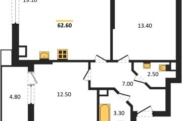 Фото №1: 2-комнатная квартира 62 м², 6/9 эт. - Краснодар, мкр. Парк Победы,