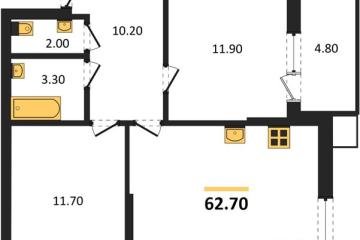 Фото №1: 2-комнатная квартира 62 м², 2/9 эт. - Краснодар, мкр. Парк Победы,