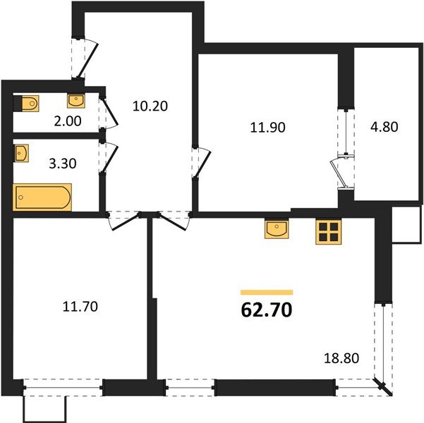 Фото №1: 2-комнатная квартира 62&nbsp;м², 2/9&nbsp;эт. - Краснодар, Прикубанский внутригородской округ, мкр. Парк Победы