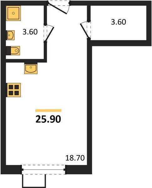 Фото №1: Студия 25&nbsp;м², 2/9&nbsp;эт. - Краснодар, Прикубанский внутригородской округ, мкр. Парк Победы