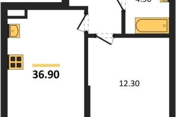 Фото №1: 1-комнатная квартира 36 м², 4/9 эт. - Краснодар, мкр. Парк Победы,