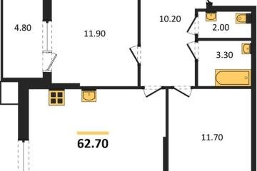 Фото №1: 2-комнатная квартира 62 м², 2/9 эт. - Краснодар, мкр. Парк Победы,