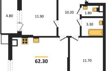 Фото №1: 2-комнатная квартира 62 м², 5/9 эт. - Краснодар, мкр. Парк Победы,