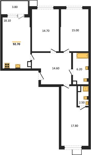 Фото №1: 3-комнатная квартира 92&nbsp;м², 9/9&nbsp;эт. - Краснодар, Прикубанский внутригородской округ, мкр. Парк Победы