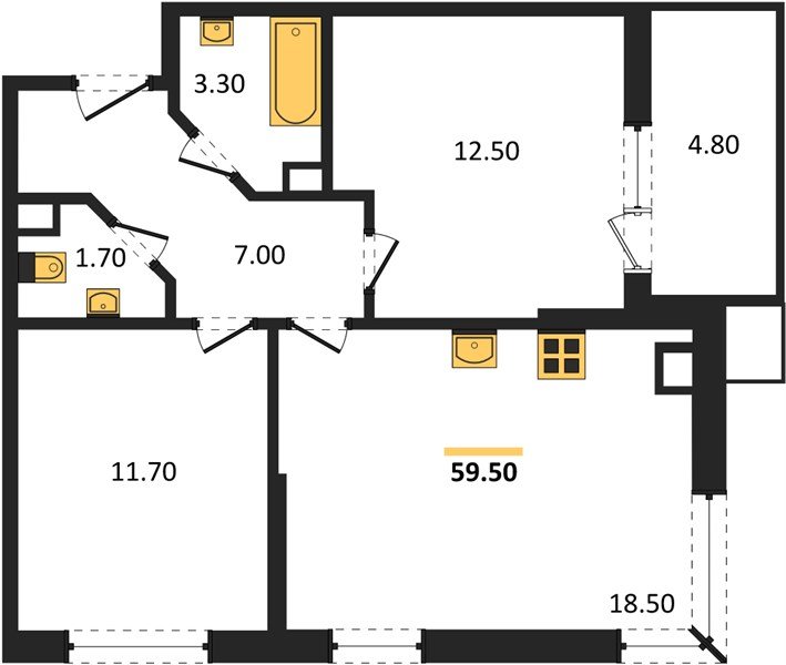 Фото №1: 2-комнатная квартира 59&nbsp;м², 9/9&nbsp;эт. - Краснодар, Прикубанский внутригородской округ, мкр. Парк Победы
