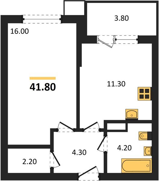 Фото №1: 1-комнатная квартира 41&nbsp;м², 8/9&nbsp;эт. - Краснодар, Прикубанский внутригородской округ, мкр. Парк Победы