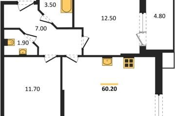 Фото №1: 2-комнатная квартира 60 м², 2/9 эт. - Краснодар, мкр. Парк Победы,