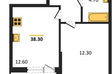 Фото №1: 1-комнатная квартира 38 м², 2/9 эт. - Краснодар, мкр. Парк Победы,