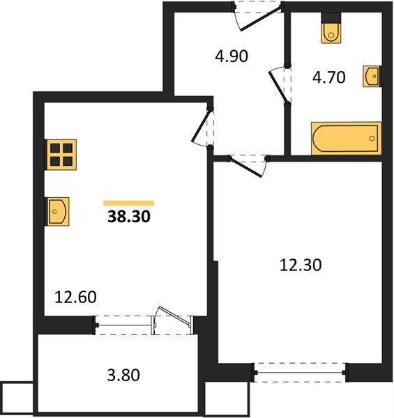 Фото №1: 1-комнатная квартира 38&nbsp;м², 2/9&nbsp;эт. - Краснодар, Прикубанский внутригородской округ, мкр. Парк Победы