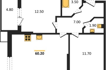 Фото №1: 2-комнатная квартира 60 м², 2/9 эт. - Краснодар, мкр. Парк Победы,