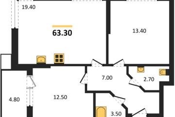 Фото №1: 2-комнатная квартира 63 м², 2/9 эт. - Краснодар, мкр. Парк Победы,