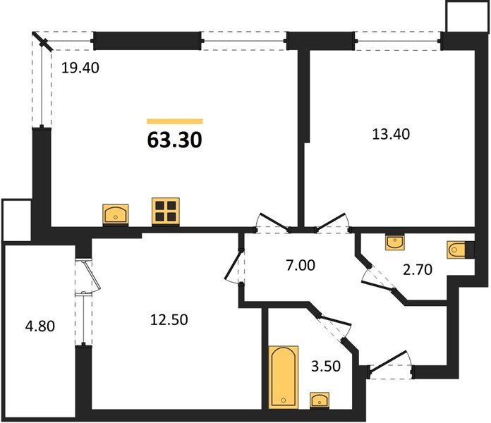 Фото №1: 2-комнатная квартира 63&nbsp;м², 2/9&nbsp;эт. - Краснодар, Прикубанский внутригородской округ, мкр. Парк Победы