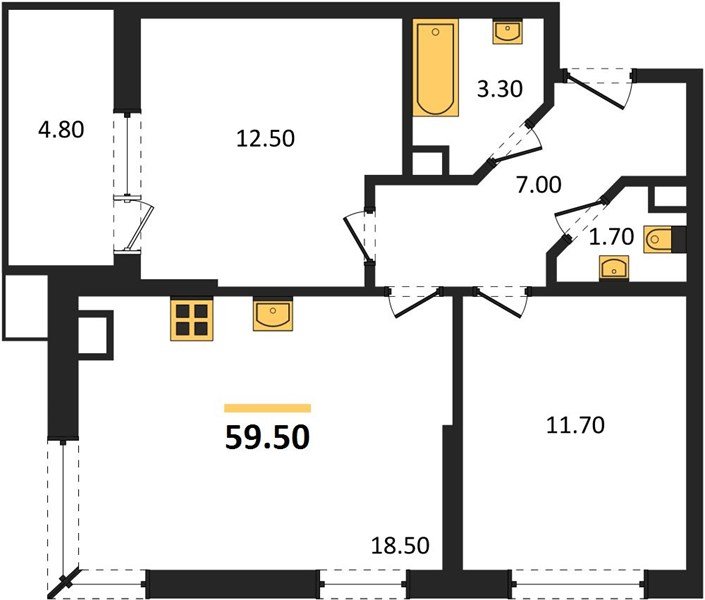 Фото №1: 2-комнатная квартира 59&nbsp;м², 6/9&nbsp;эт. - Краснодар, Прикубанский внутригородской округ, мкр. Парк Победы