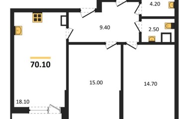 Фото №1: 2-комнатная квартира 70 м², 5/9 эт. - Краснодар, мкр. Парк Победы,