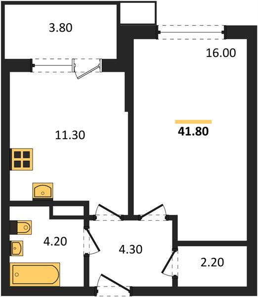 Фото №1: 1-комнатная квартира 41&nbsp;м², 3/9&nbsp;эт. - Краснодар, Прикубанский внутригородской округ, мкр. Парк Победы