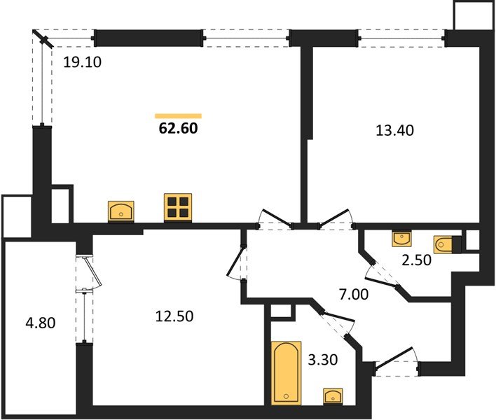 Фото №1: 2-комнатная квартира 62&nbsp;м², 3/9&nbsp;эт. - Краснодар, Прикубанский внутригородской округ, мкр. Парк Победы