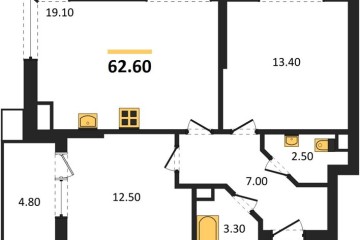 Фото №1: 2-комнатная квартира 62 м², 9/9 эт. - Краснодар, мкр. Парк Победы,