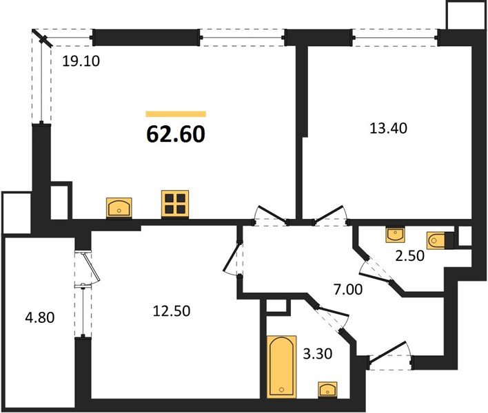 Фото №1: 2-комнатная квартира 62&nbsp;м², 9/9&nbsp;эт. - Краснодар, Прикубанский внутригородской округ, мкр. Парк Победы