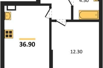 Фото №1: 1-комнатная квартира 36 м², 7/9 эт. - Краснодар, мкр. Парк Победы,