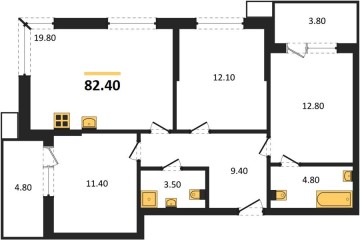 Фото №1: 3-комнатная квартира 82 м², 2/9 эт. - Краснодар, мкр. Парк Победы,