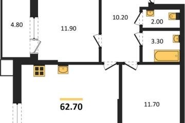 Фото №1: 2-комнатная квартира 62 м², 2/9 эт. - Краснодар, мкр. Парк Победы,