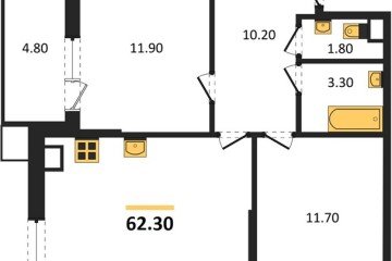 Фото №1: 2-комнатная квартира 62 м², 3/9 эт. - Краснодар, мкр. Парк Победы,