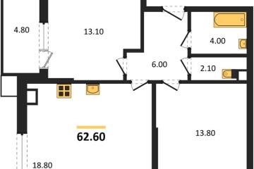 Фото №1: 2-комнатная квартира 62 м², 7/16 эт. - Краснодар, мкр. Парк Победы,