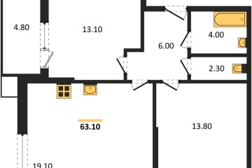 Фото №1: 2-комнатная квартира 63 м², 2/16 эт. - Краснодар, мкр. Парк Победы,