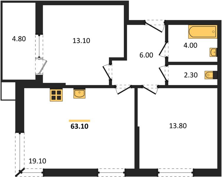 Фото №1: 2-комнатная квартира 63&nbsp;м², 2/16&nbsp;эт. - Краснодар, Прикубанский внутригородской округ, мкр. Парк Победы
