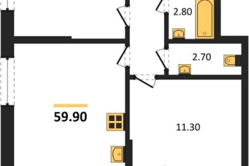 Фото №1: 2-комнатная квартира 59 м², 2/16 эт. - Краснодар, мкр. Парк Победы,
