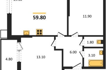 Фото №1: 2-комнатная квартира 59 м², 2/16 эт. - Краснодар, мкр. Парк Победы,
