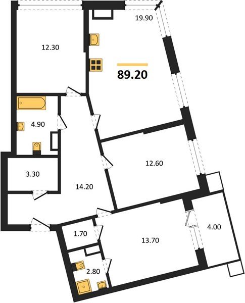 Фото №1: 3-комнатная квартира 89&nbsp;м², 11/16&nbsp;эт. - Краснодар, Прикубанский внутригородской округ, мкр. Парк Победы