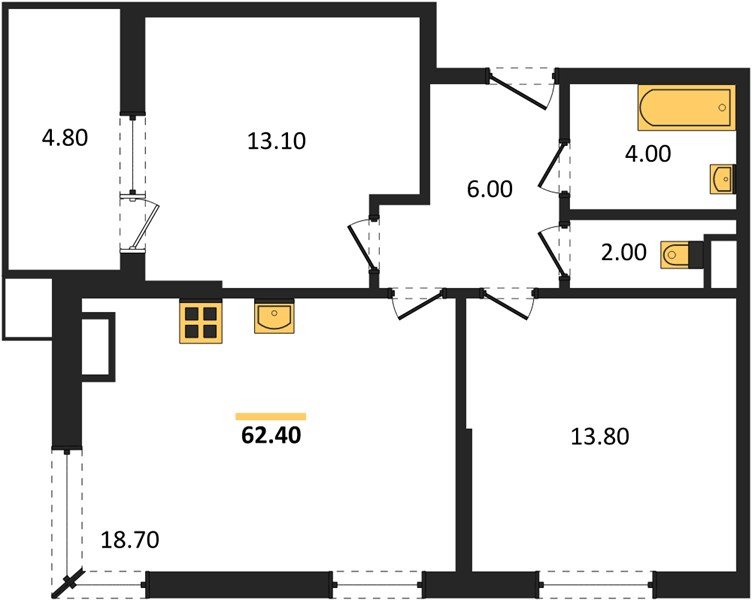 Фото №1: 2-комнатная квартира 62&nbsp;м², 10/16&nbsp;эт. - Краснодар, Прикубанский внутригородской округ, мкр. Парк Победы