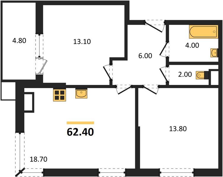 Фото №1: 2-комнатная квартира 62&nbsp;м², 12/16&nbsp;эт. - Краснодар, Прикубанский внутригородской округ, мкр. Парк Победы