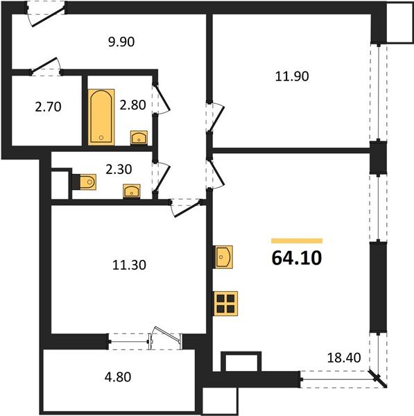 Фото №1: 2-комнатная квартира 64&nbsp;м², 15/16&nbsp;эт. - Краснодар, Прикубанский внутригородской округ, мкр. Парк Победы