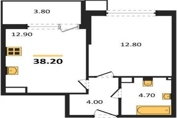 Фото №1: 1-комнатная квартира 38 м², 2/16 эт. - Краснодар, мкр. Парк Победы,