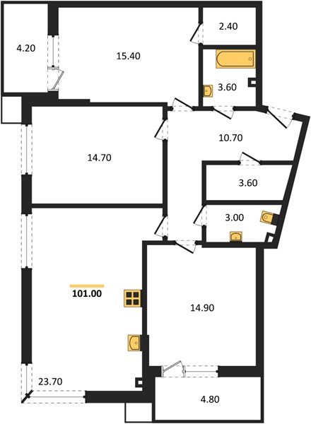 Фото №1: 3-комнатная квартира 101&nbsp;м², 2/16&nbsp;эт. - Краснодар, Прикубанский внутригородской округ, мкр. Парк Победы