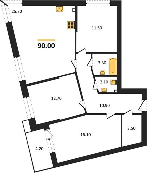 Фото №1: 3-комнатная квартира 90&nbsp;м², 2/16&nbsp;эт. - Краснодар, Прикубанский внутригородской округ, мкр. Парк Победы