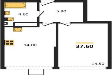 Фото №1: 1-комнатная квартира 37 м², 16/16 эт. - Краснодар, мкр. Парк Победы,