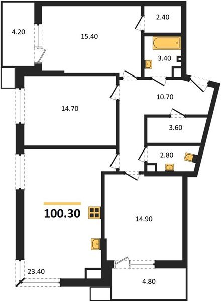 Фото №1: 3-комнатная квартира 100&nbsp;м², 4/16&nbsp;эт. - Краснодар, Прикубанский внутригородской округ, мкр. Парк Победы