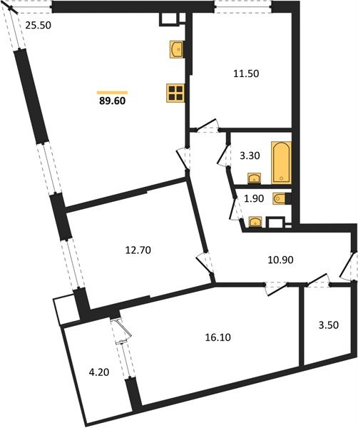 Фото №1: 3-комнатная квартира 89&nbsp;м², 3/16&nbsp;эт. - Краснодар, Прикубанский внутригородской округ, мкр. Парк Победы