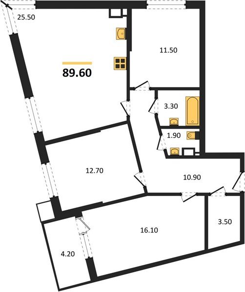 Фото №1: 3-комнатная квартира 89&nbsp;м², 8/16&nbsp;эт. - Краснодар, Прикубанский внутригородской округ, мкр. Парк Победы