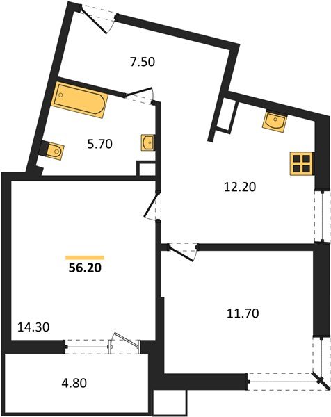 Фото №1: 2-комнатная квартира 56&nbsp;м², 3/16&nbsp;эт. - Краснодар, Прикубанский внутригородской округ, мкр. Парк Победы