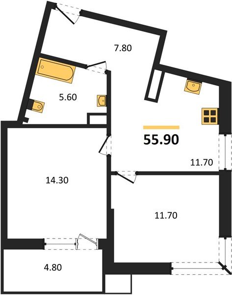 Фото №1: 2-комнатная квартира 55&nbsp;м², 15/16&nbsp;эт. - Краснодар, Прикубанский внутригородской округ, мкр. Парк Победы
