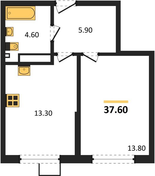Фото №1: 1-комнатная квартира 37&nbsp;м², 13/16&nbsp;эт. - Краснодар, Прикубанский внутригородской округ, мкр. Парк Победы
