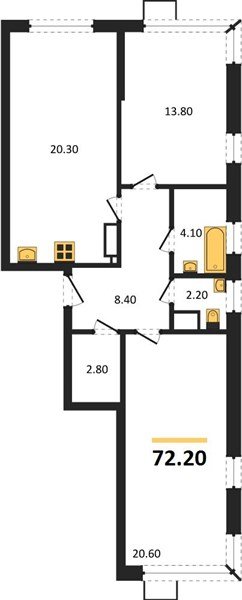 Фото №1: 2-комнатная квартира 72&nbsp;м², 11/16&nbsp;эт. - Краснодар, Прикубанский внутригородской округ, мкр. Парк Победы