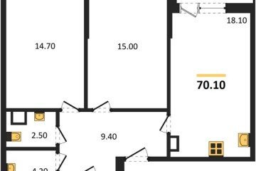 Фото №1: 2-комнатная квартира 70 м², 3/16 эт. - Краснодар, мкр. Парк Победы,