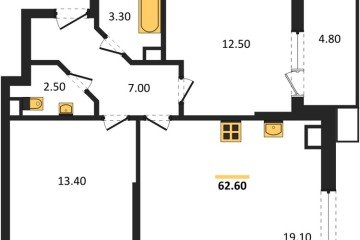 Фото №1: 2-комнатная квартира 62 м², 3/16 эт. - Краснодар, мкр. Парк Победы,