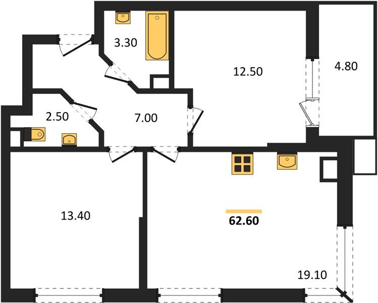Фото №1: 2-комнатная квартира 62&nbsp;м², 3/16&nbsp;эт. - Краснодар, Прикубанский внутригородской округ, мкр. Парк Победы